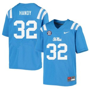 Men Jaden Handy Powder Blue University of Mississippi College Football #32 Jersey 409063-200