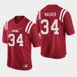 Men Jakwaize Walker Red Ole Miss Rebels College Football #34 Jersey 859265-518