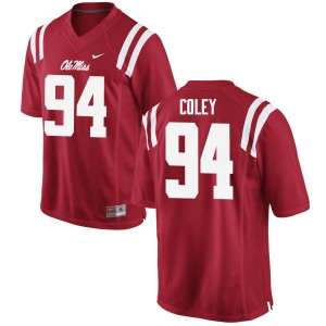 Men James Coley Red Ole Miss College Football #94 Jersey 613516-228
