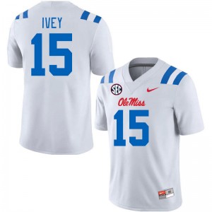 Men Jared Ivey White Ole Miss 2024 New College Football #15 Jersey 642548-109