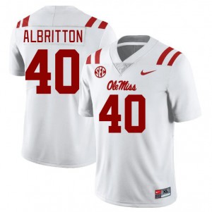 Men Jason Albritton White Ole Miss College Football #40 Jersey 566717-225