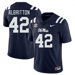 Men Jason Albritton Navy Ole Miss Rebels College Football #42 Jersey 335258-587