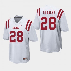 Men Jay Stanley White Ole Miss College Football #28 Jersey 945183-910