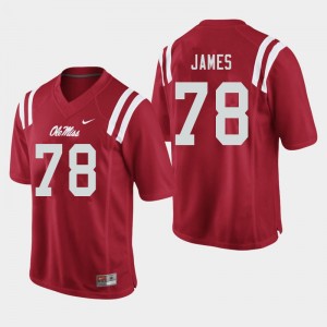 Men Jeremy James Red University of Mississippi College Football #78 Jersey 986147-205
