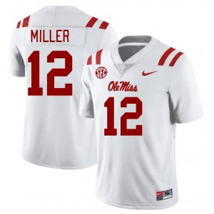 Men Jett Miller White University of Mississippi College Football #12 Jersey 293481-512