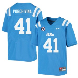 Men John Porchivina Powder Blue Ole Miss Rebels College Football #41 Jersey 619327-657