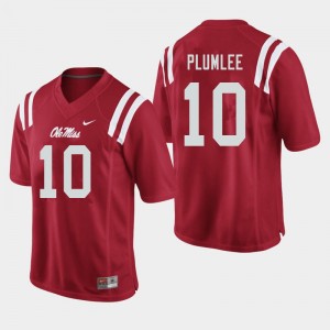 Men John Rhys Plumlee Red Ole Miss College Football #10 Jersey 592832-922