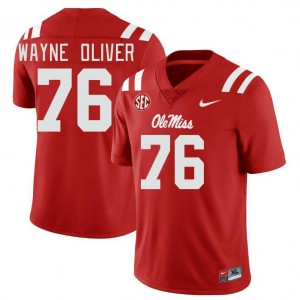 Men John Wayne Oliver Red Ole Miss College Football #76 Jersey 331844-531