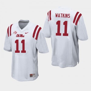 Men Jordan Watkins White Rebels College Football #11 Jersey 329402-980