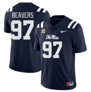 Men Kamron Beavers Navy Ole Miss College Football #97 Jersey 774044-965