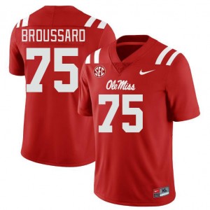 Men Kavion Broussard Red University of Mississippi College Football #75 Jersey 428325-930