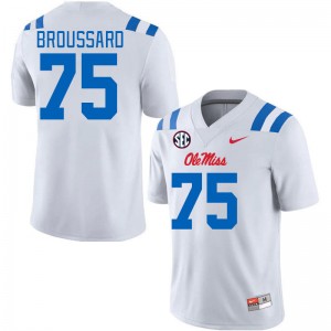 Men Kavion Broussard White University of Mississippi 2024 New College Football #75 Jersey 412372-509