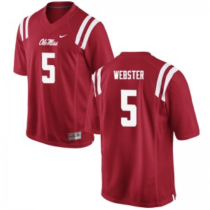 Men Ken Webster Red Ole Miss Rebels College Football #5 Jersey 478315-714