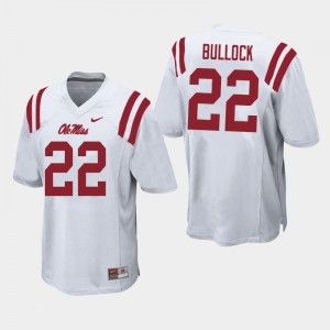 Men Kentrel Bullock White University of Mississippi College Football #22 Jersey 776278-944