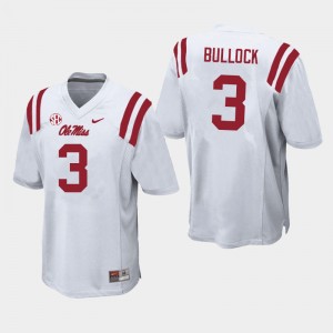 Men Kentrel Bullock White Ole Miss Rebels College Football #3 Jersey 722589-864