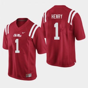 Men Lakia Henry Red Ole Miss Rebels College Football #1 Jersey 165205-260