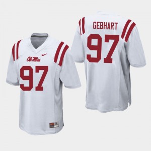 Men Land Gebhart White Ole Miss College Football #97 Jersey 967396-590
