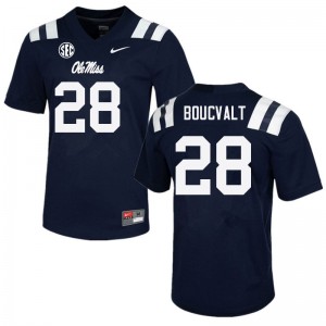 Men Lex Boucvalt Navy University of Mississippi College Football #28 Jersey 494031-546