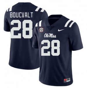 Men Lex Boucvalt Navy University of Mississippi College Football #28 Jersey 414839-390