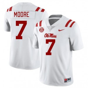 Men Louis Moore White University of Mississippi College Football #7 Jersey 723769-981