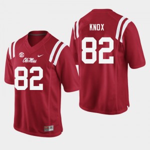 Men Luke Knox Red University of Mississippi College Football #82 Jersey 134634-112