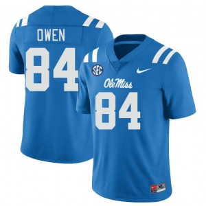 Men Mac Owen Powder Blue Rebels College Football #84 Jersey 314827-853