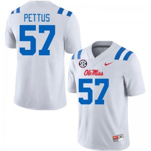 Men Micah Pettus White Ole Miss 2024 New College Football #57 Jersey 379164-719