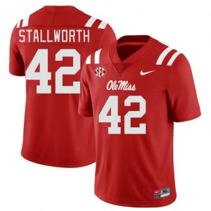 Men Micah Stallworth Red Ole Miss Rebels College Football #42 Jersey 691902-509