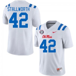 Men Micah Stallworth White Ole Miss Rebels 2024 New College Football #42 Jersey 380928-924