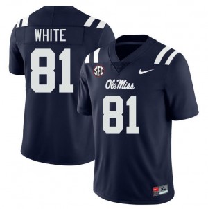 Men Noreel White Navy University of Mississippi College Football #81 Jersey 633933-572