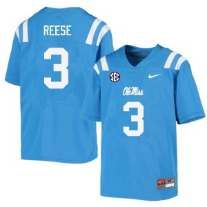 Men Otis Reese Powder Blue Ole Miss College Football #3 Jersey 416731-758