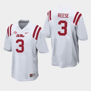 Men Otis Reese White Ole Miss Rebels College Football #3 Jersey 428847-631