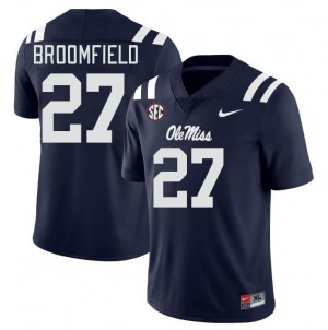 Men Pat Broomfield Navy Ole Miss College Football #27 Jersey 285896-562