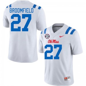 Men Pat Broomfield White Ole Miss 2024 New College Football #27 Jersey 599562-712