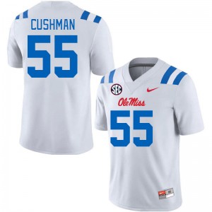Men Preston Cushman White Ole Miss Rebels 2024 New College Football #55 Jersey 614728-807