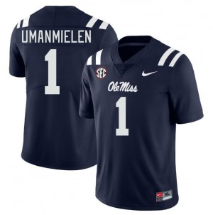 Men Princely Umanmielen Navy Ole Miss Rebels College Football #1 Jersey 761754-604