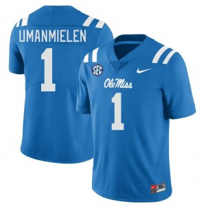Men Princely Umanmielen Powder Blue Ole Miss College Football #1 Jersey 653853-629