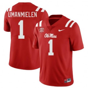 Men Princely Umanmielen Red Ole Miss Rebels College Football #1 Jersey 928935-462