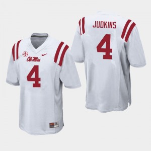 Men Quinshon Judkins White Ole Miss Rebels College Football #4 Jersey 840030-613