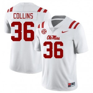 Men Raymond Collins White Ole Miss College Football #36 Jersey 392412-703
