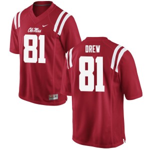 Men Ryan Drew Red University of Mississippi College Football #81 Jersey 946562-384