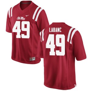 Men Ryan Labanc Red Ole Miss Rebels College Football #49 Jersey 819177-585