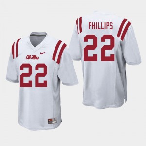 Men Scottie Phillips White University of Mississippi College Football #22 Jersey 277513-285