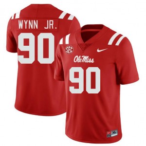 Men Stephon Wynn Jr. Red Ole Miss College Football #90 Jersey 750250-626