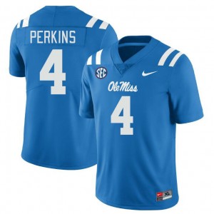 Men Suntarine Perkins Powder Blue University of Mississippi College Football #4 Jersey 374609-891