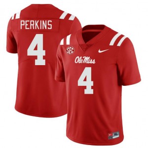 Men Suntarine Perkins Red University of Mississippi College Football #4 Jersey 917330-342