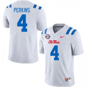 Men Suntarine Perkins White Ole Miss Rebels 2024 New College Football #4 Jersey 241420-734