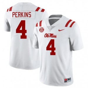 Men Suntarine Perkins White University of Mississippi College Football #4 Jersey 619173-607