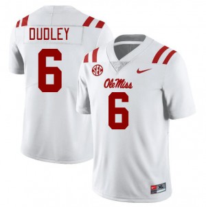 Men TJ Dudley White Ole Miss College Football #6 Jersey 888512-347