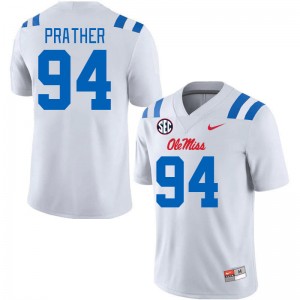Men Tavion Prather White Ole Miss Rebels 2024 New College Football #94 Jersey 867635-940